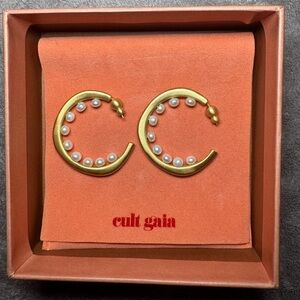 Cult Gaia Gold Earrings with Pearl Detail